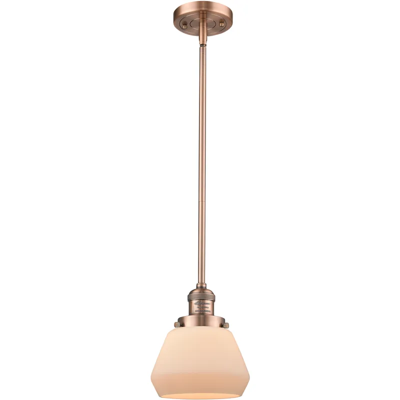 Franklin Restoration Fulton 1 Light 7 inch Antique Copper Mini Pendant Ceiling Light in Incandescent, Matte White, Franklin Restoration