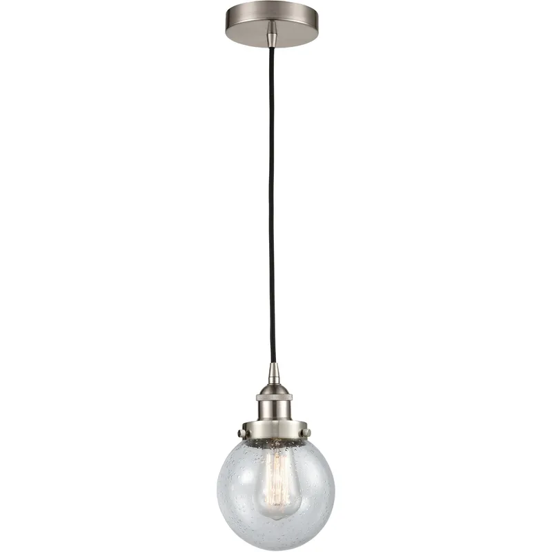 Edison Beacon LED 6 inch Brushed Satin Nickel Mini Pendant Ceiling Light