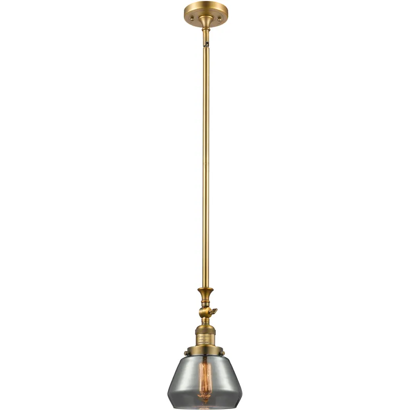 Franklin Restoration Fulton 1 Light 7 inch Brushed Brass Mini Pendant Ceiling Light in Bulb Not Included, Light Smoke Glass, Franklin Restoration