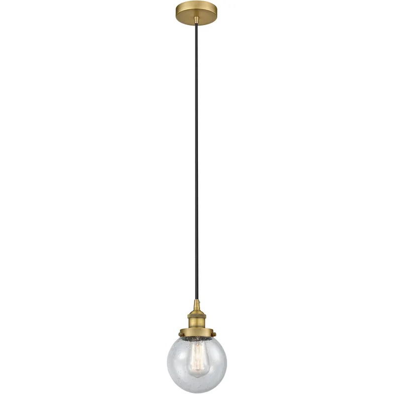 Edison Beacon LED 6 inch Brushed Brass Mini Pendant Ceiling Light
