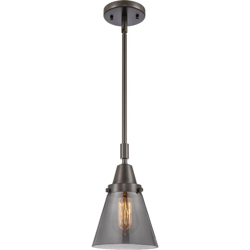 Franklin Restoration Small Cone LED 6 inch Oil Rubbed Bronze Mini Pendant Ceiling Light in Plated Smoke Glass