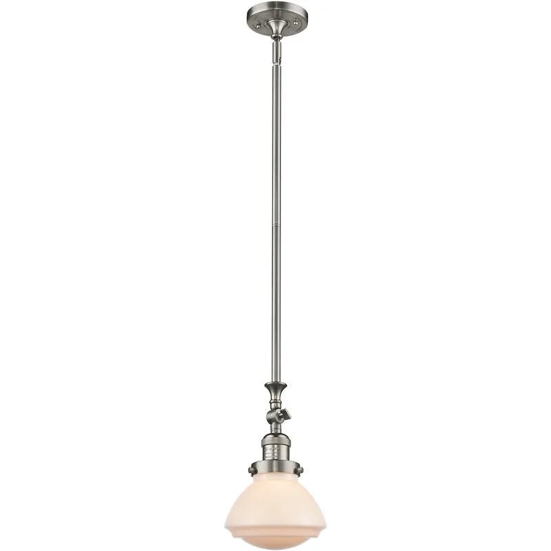 Franklin Restoration Olean 1 Light 6.75 inch Brushed Satin Nickel Mini Pendant Ceiling Light in Incandescent, Matte White, Franklin Restoration
