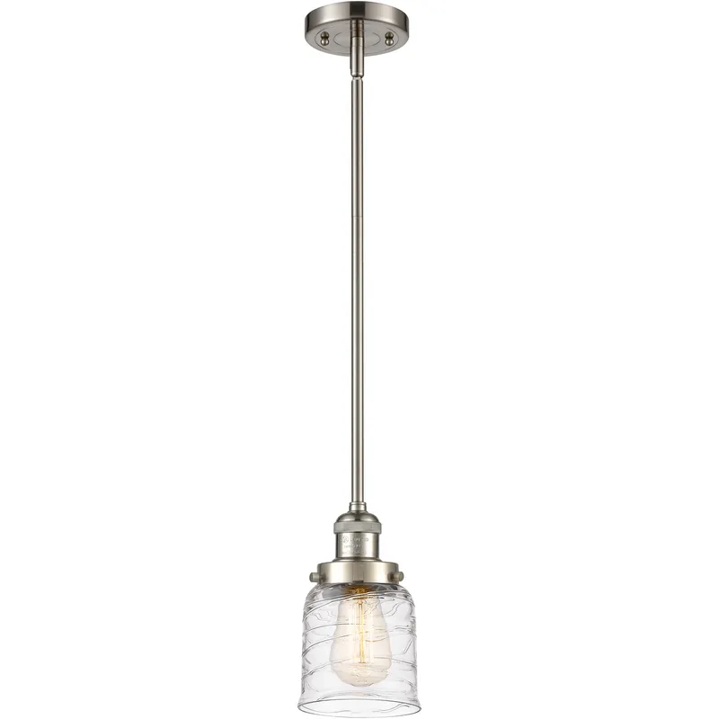 Franklin Restoration Bell 1 Light 5 inch Brushed Satin Nickel Mini Pendant Ceiling Light in Incandescent, Deco Swirl