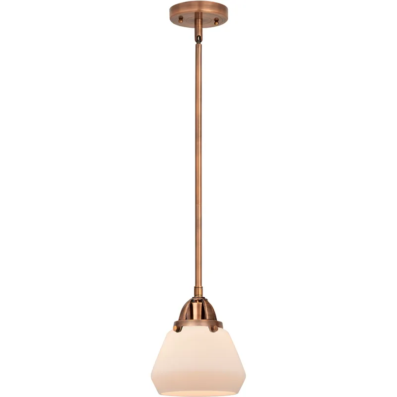 Nouveau 2 Fulton 1 Light 6.75 inch Antique Copper Mini Pendant Ceiling Light in Incandescent, Matte White