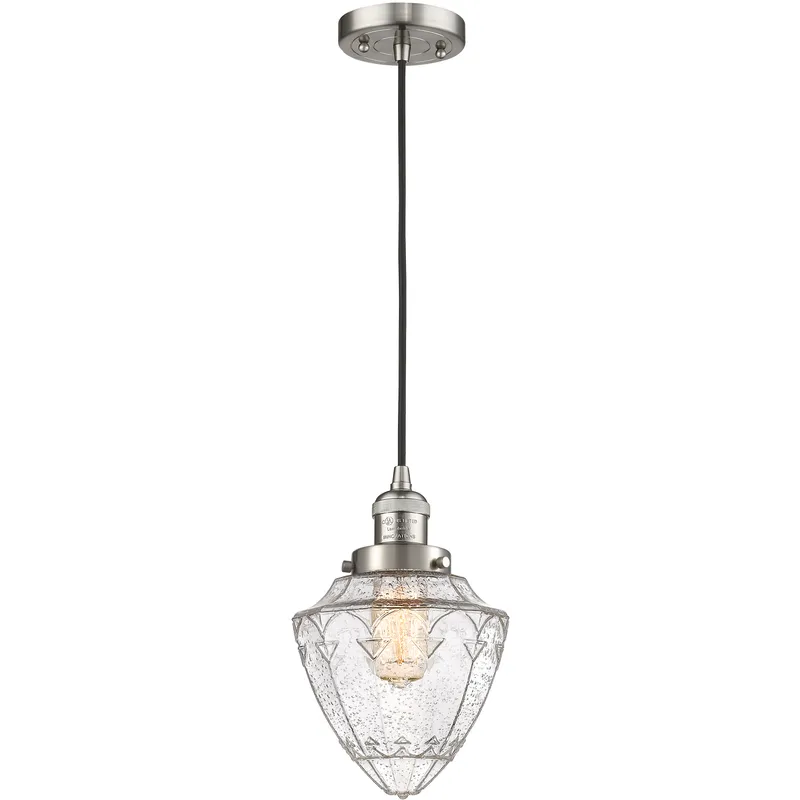 Franklin Restoration Bullet 1 Light 7 inch Brushed Satin Nickel Mini Pendant Ceiling Light in Incandescent, Seedy