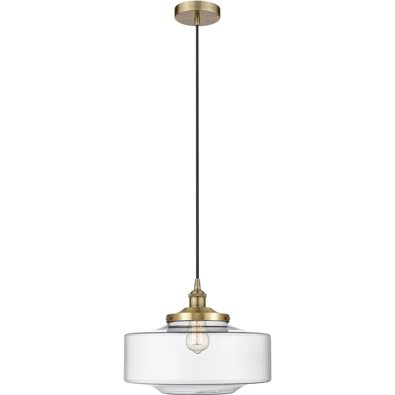 Bridgeton 1 Light 16 inch Antique Brass Mini Pendant Ceiling Light in Clear Glass