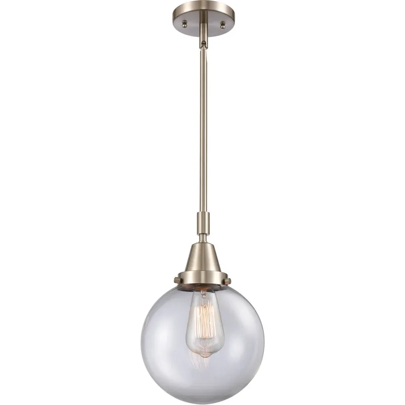 Beacon 1 Light 8 inch Brushed Satin Nickel Mini Pendant Ceiling Light in Clear Glass