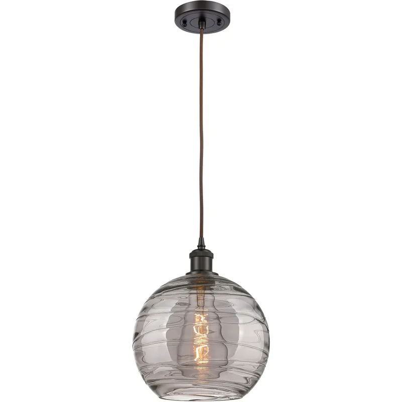 Ballston Athens Deco Swirl 1 Light 10 inch Oil Rubbed Bronze Cord Hung Mini Pendant Ceiling Light