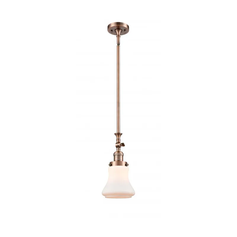 Franklin Restoration Bellmont 1 Light 7 inch Antique Copper Mini Pendant Ceiling Light in Matte White Glass, Franklin Restoration