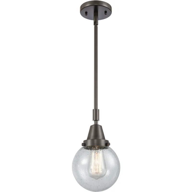 Beacon 1 Light 6 inch Oil Rubbed Bronze Mini Pendant Ceiling Light in Seedy Glass