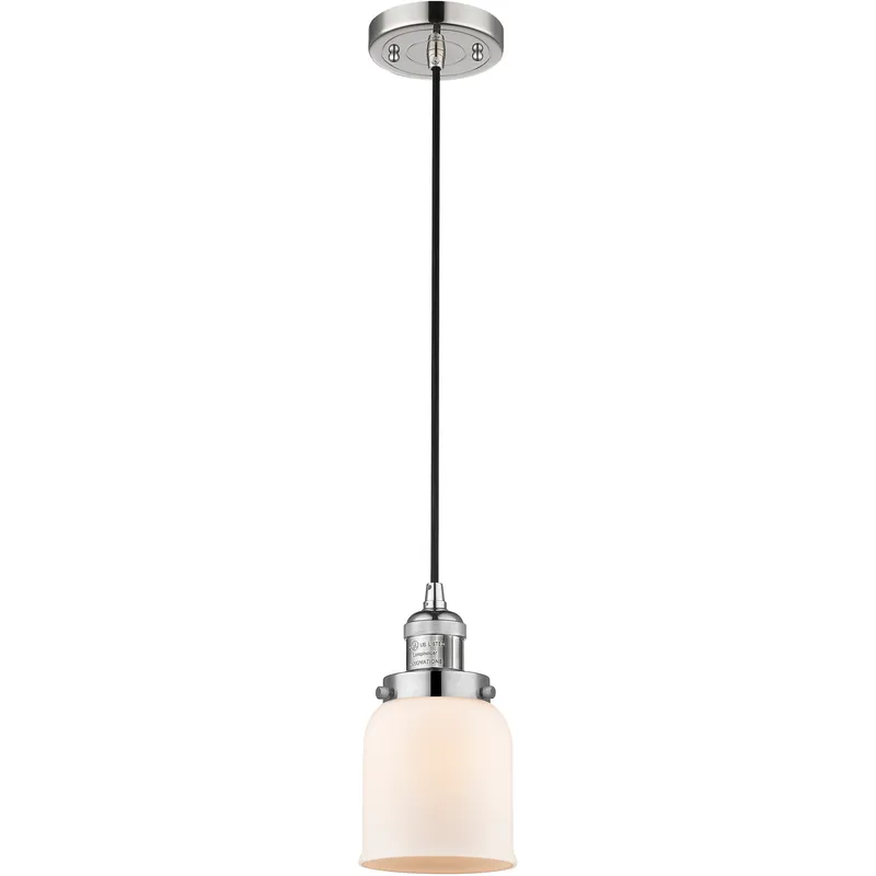 Franklin Restoration Bell 1 Light 5 inch Polished Nickel Mini Pendant Ceiling Light in Incandescent, Matte White, Franklin Restoration