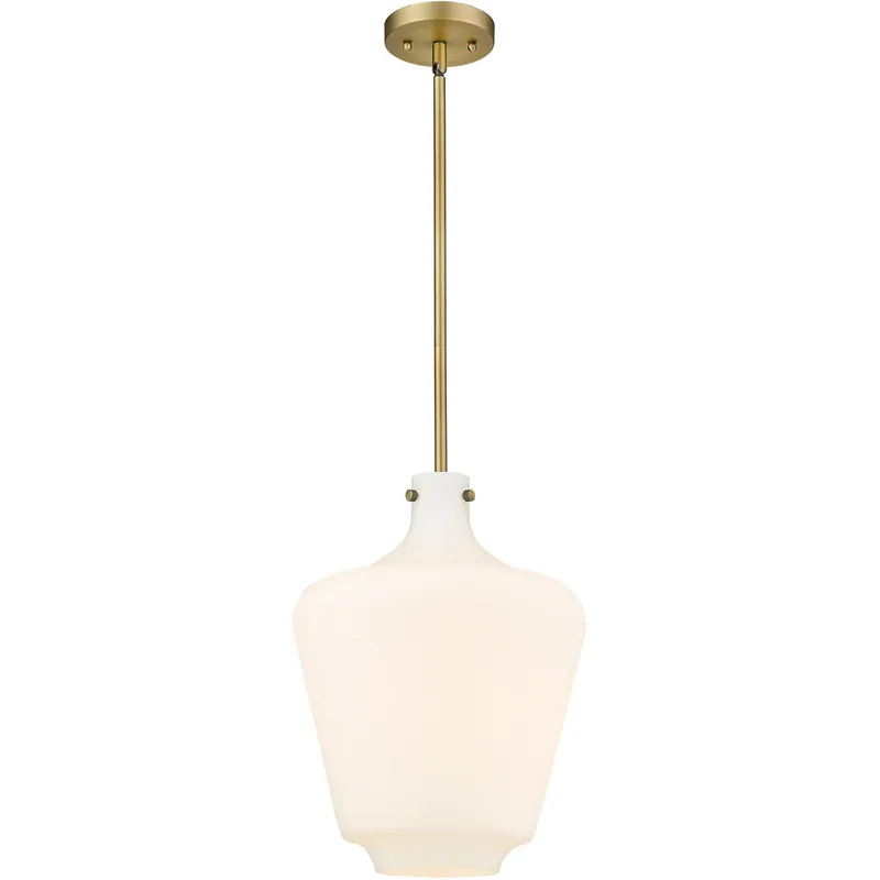 Lowell 1 Light 12 inch Brushed Brass Mini Pendant Ceiling Light in Matte White Glass