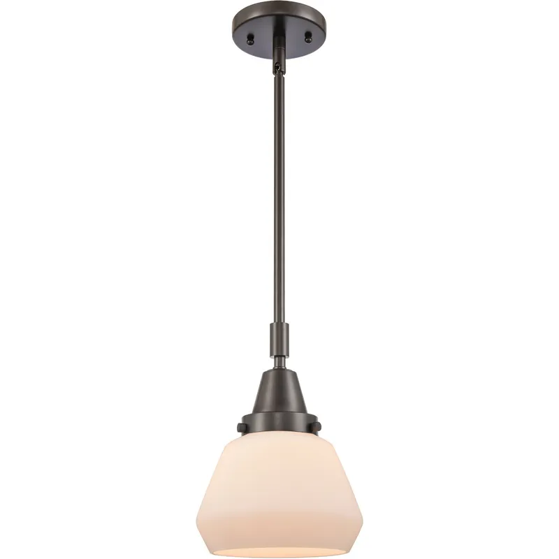 Franklin Restoration Fulton LED 7 inch Oil Rubbed Bronze Mini Pendant Ceiling Light in Matte White Glass