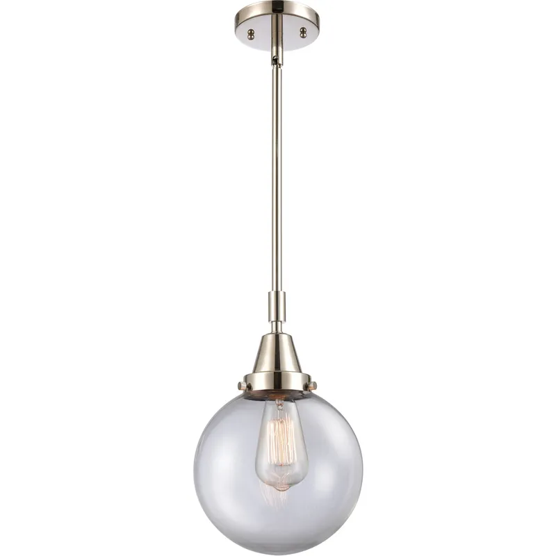 Beacon 1 Light 8 inch Polished Nickel Mini Pendant Ceiling Light in Clear Glass