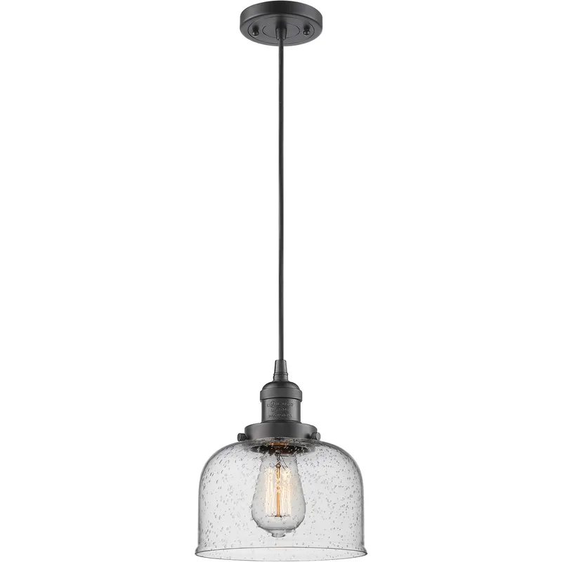 Franklin Restoration Bell LED 8 inch Oil Rubbed Bronze Mini Pendant Ceiling Light in Seedy, Franklin Restoration