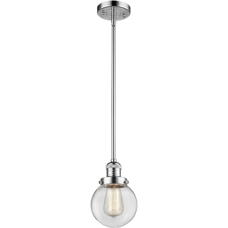 Franklin Restoration Beacon 1 Light 6 inch Polished Chrome Mini Pendant Ceiling Light in Incandescent, Clear, Franklin Restoration