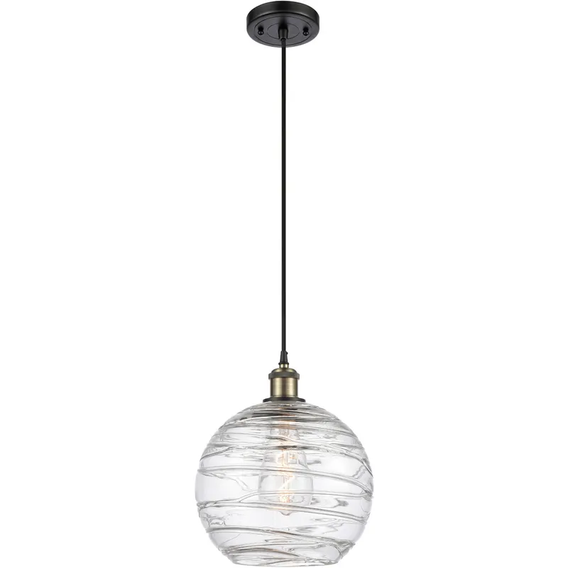 Ballston Large Deco Swirl 1 Light 10 inch Black Antique Brass Mini Pendant Ceiling Light, Ballston