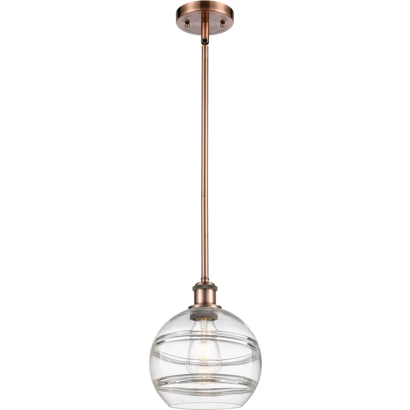 Ballston Rochester 1 Light 8 inch Antique Copper Stem Hung Mini Pendant Ceiling Light