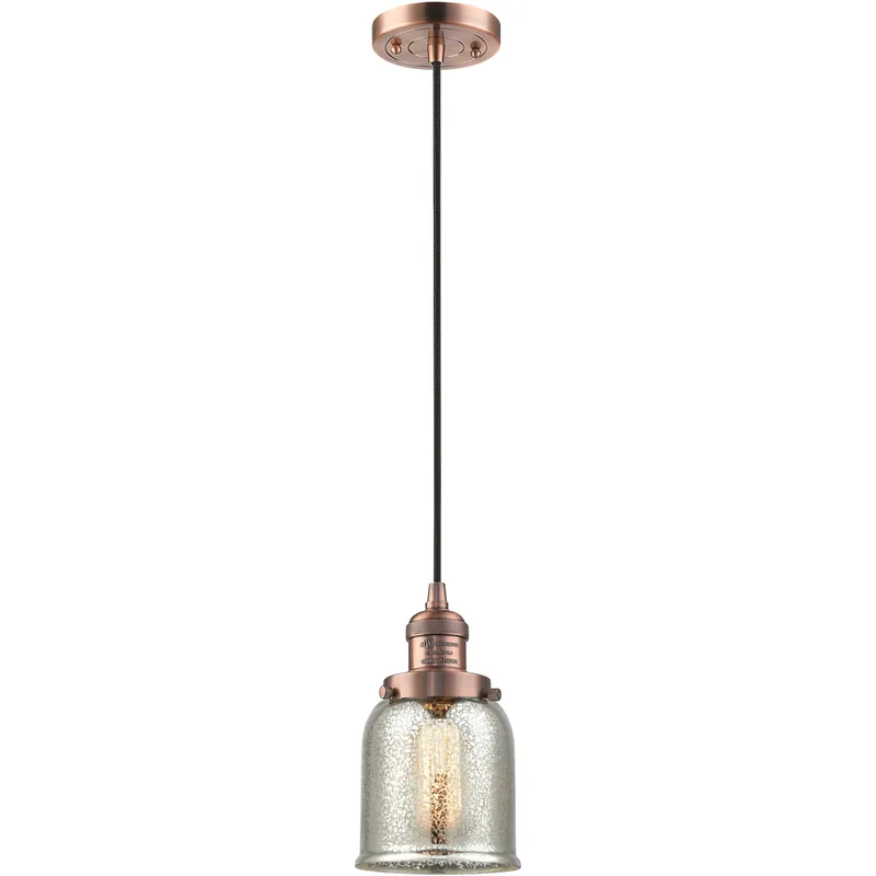 Franklin Restoration Bell 1 Light 5 inch Antique Copper Mini Pendant Ceiling Light in Incandescent, Silver Plated Mercury, Franklin Restoration