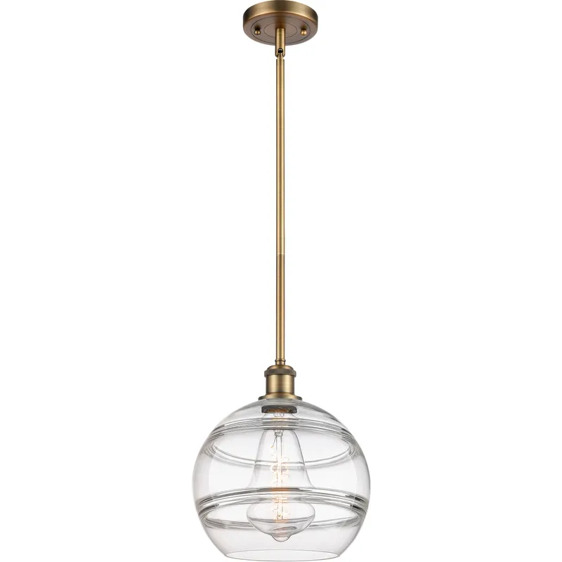 Ballston Rochester 1 Light 10 inch Brushed Brass Stem Hung Mini Pendant Ceiling Light