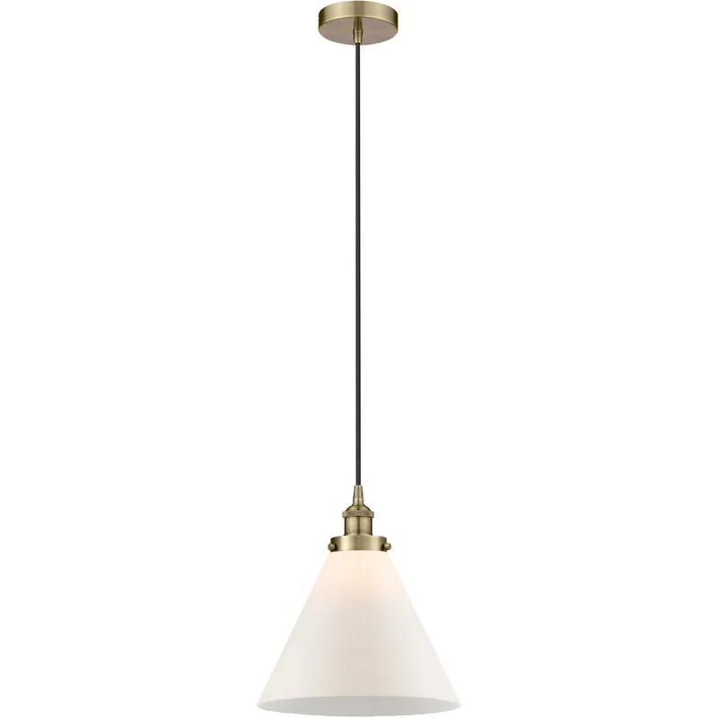 Edison Cone 1 Light 12 inch Antique Brass Mini Pendant Ceiling Light