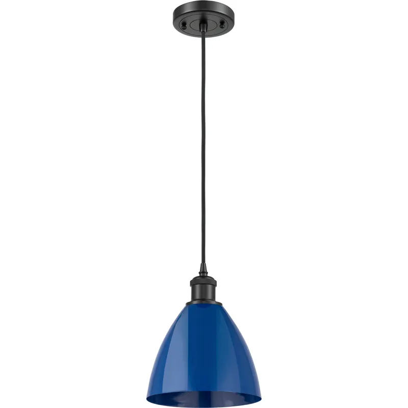 Ballston Plymouth Dome 1 Light 8 inch Matte Black Mini Pendant Ceiling Light in Matte Blue