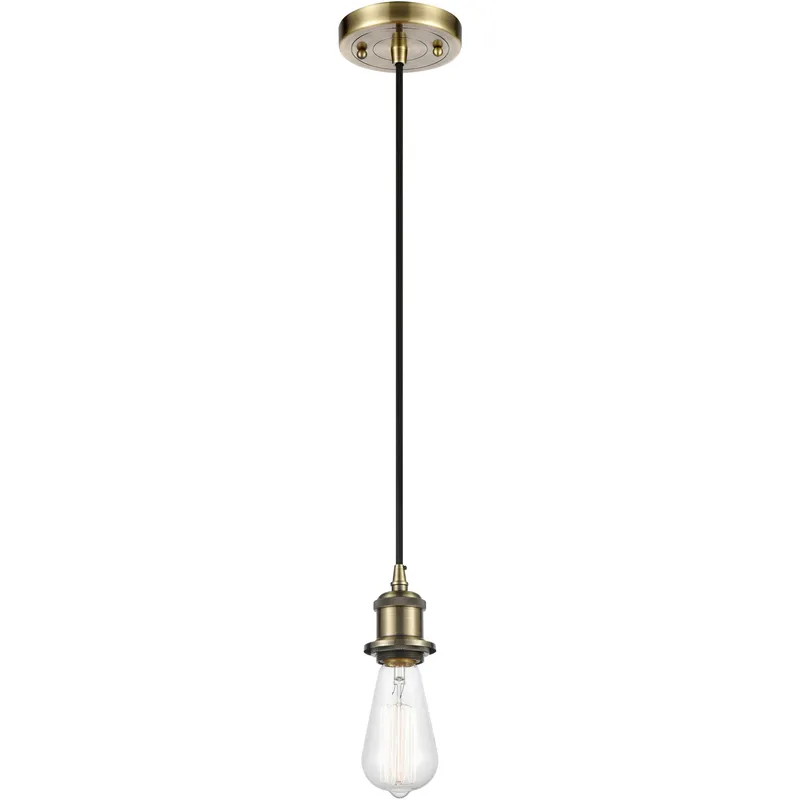 Ballston Bare Bulb 1 Light 5 inch Antique Brass Mini Pendant Ceiling Light in Incandescent, No Shade, Ballston