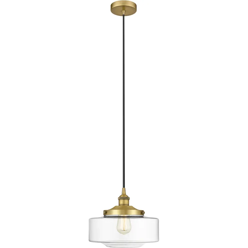 Bridgeton 1 Light 12 inch Brushed Brass Mini Pendant Ceiling Light in Clear Glass