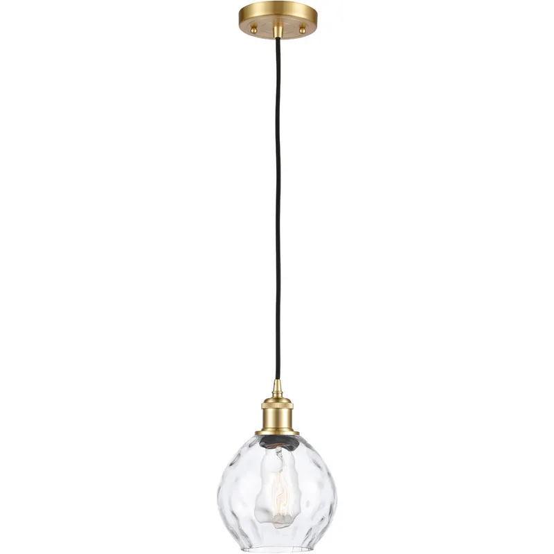 Ballston Small Waverly LED 6 inch Satin Gold Mini Pendant Ceiling Light in Black Textured, Ballston