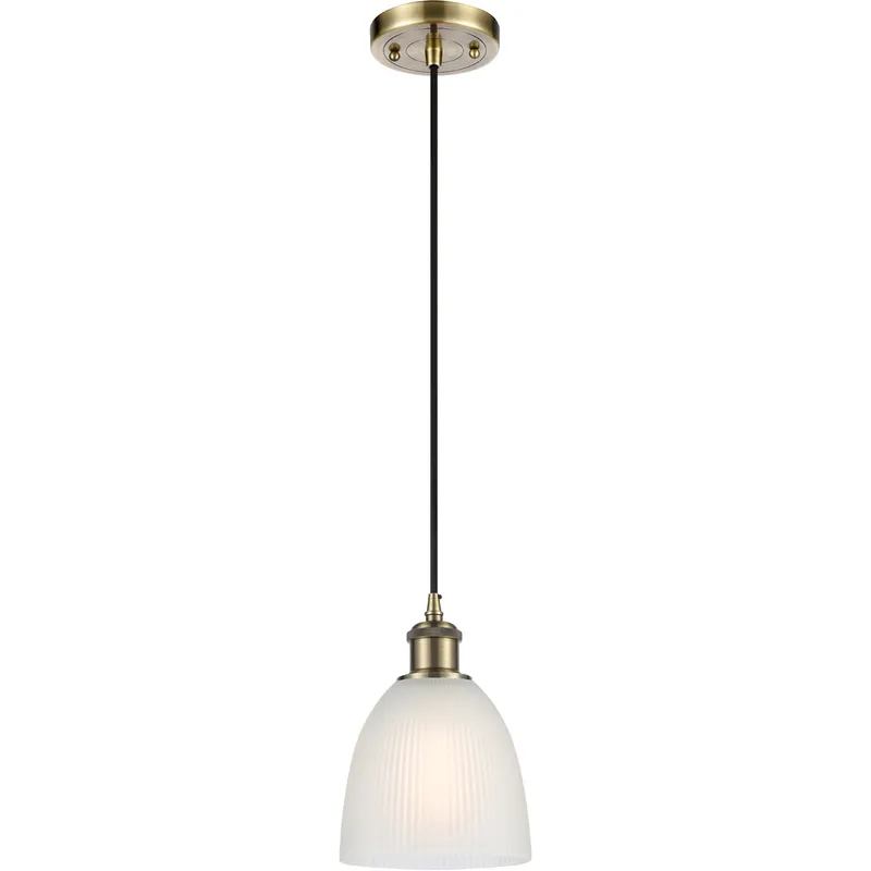Ballston Castile 1 Light 6 inch Antique Brass Mini Pendant Ceiling Light in Incandescent, Matte White Glass, Ballston