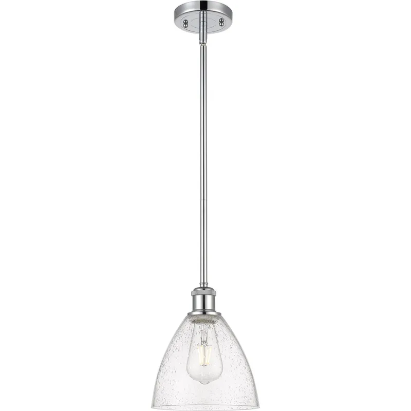 Ballston Dome LED 7.5 inch Polished Chrome Mini Pendant Ceiling Light in Seedy Glass
