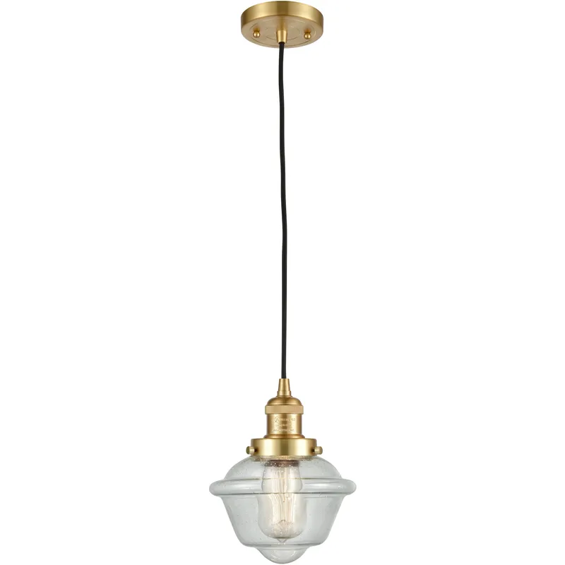Franklin Restoration Oxford 1 Light 7.5 inch Satin Gold Mini Pendant Ceiling Light in Incandescent, Seedy, Franklin Restoration