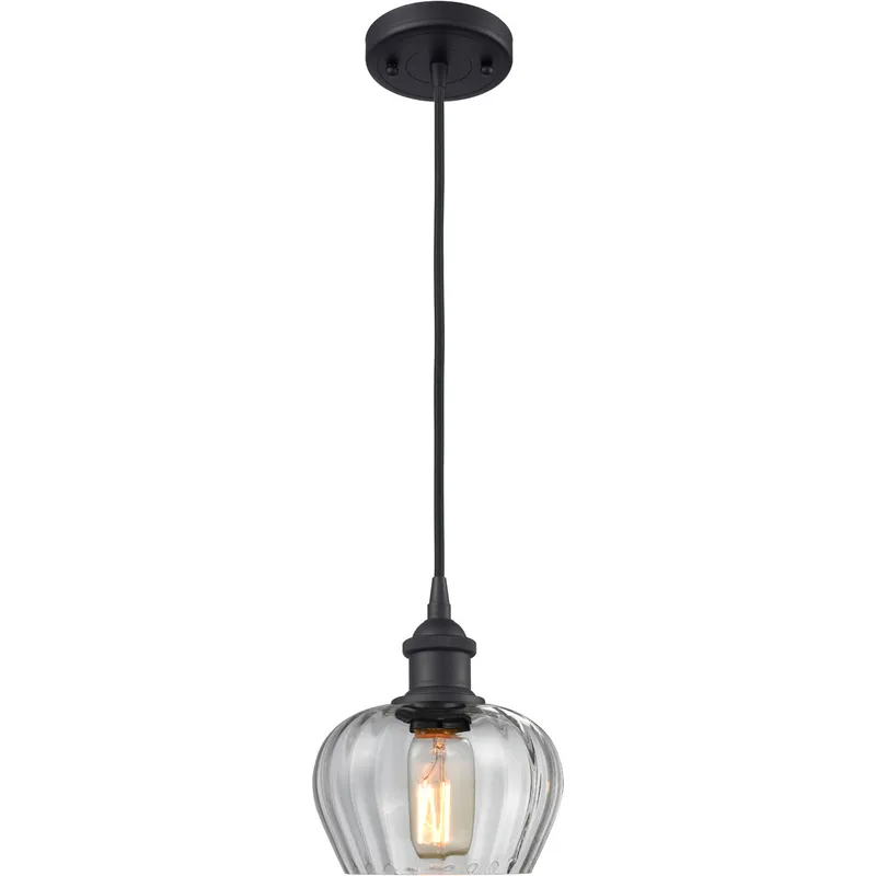 Ballston Fenton 1 Light 7 inch Matte Black Mini Pendant Ceiling Light in Clear Glass, Ballston