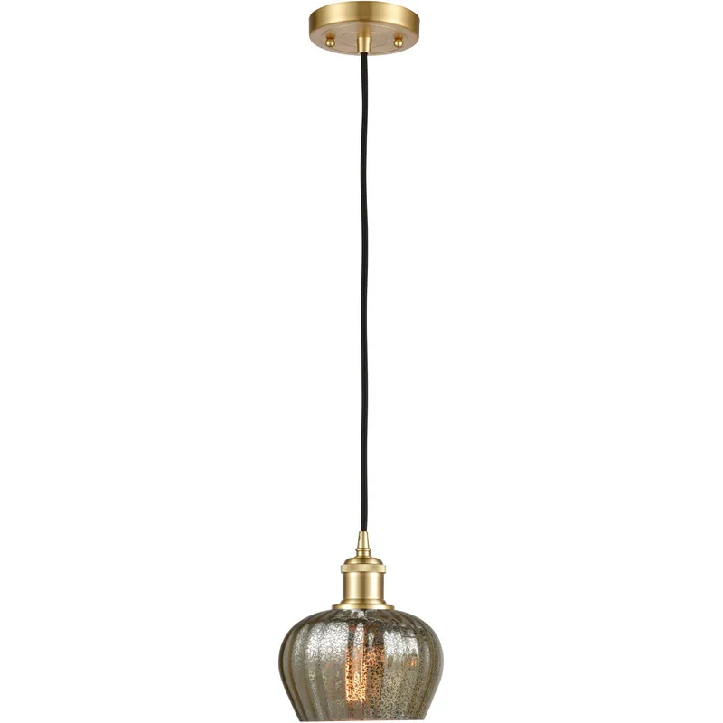 Ballston Fenton 1 Light 7 inch Satin Gold Mini Pendant Ceiling Light in Mercury Glass, Ballston