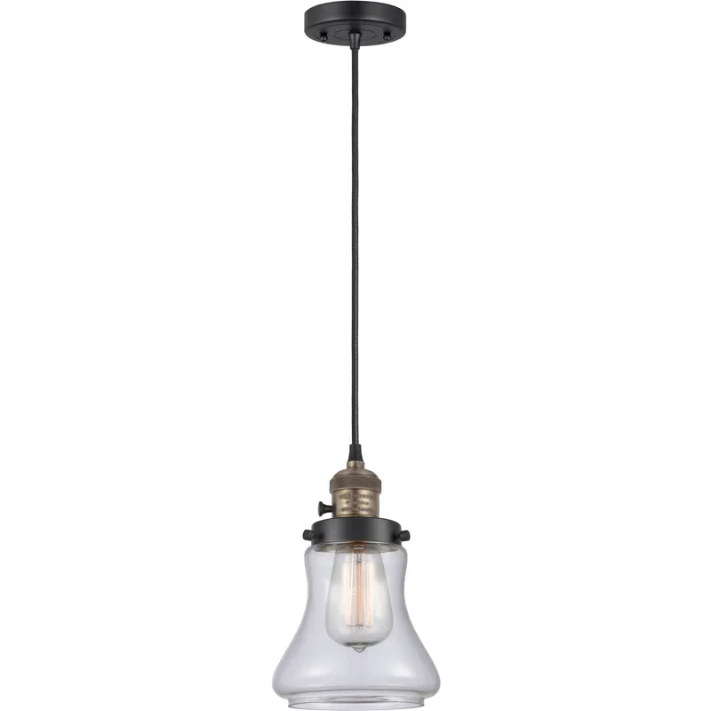 Franklin Restoration Bellmont LED 6.25 inch Black Antique Brass Mini Pendant Ceiling Light in Clear