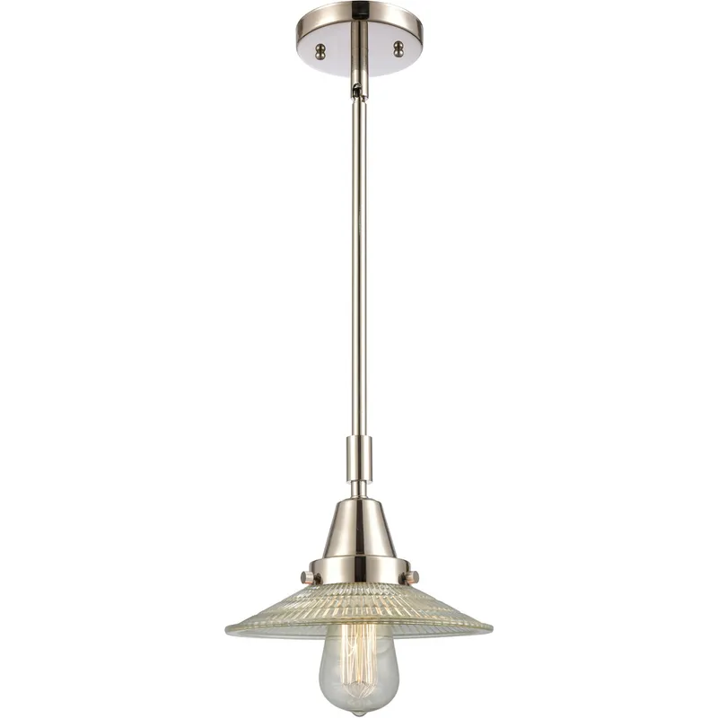 Franklin Restoration Halophane LED 8.5 inch Polished Nickel Mini Pendant Ceiling Light in Clear Halophane Glass