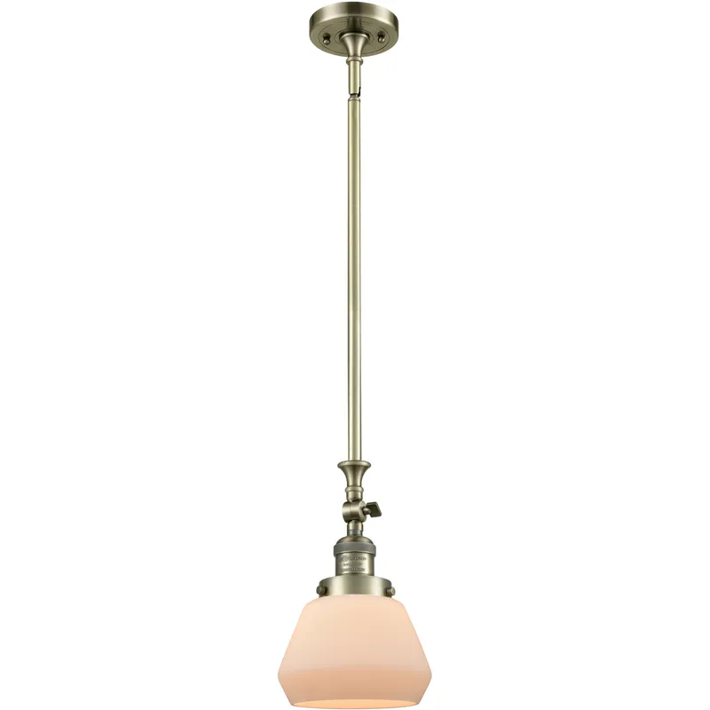 Franklin Restoration Fulton LED 7 inch Antique Brass Mini Pendant Ceiling Light in Matte White, Franklin Restoration