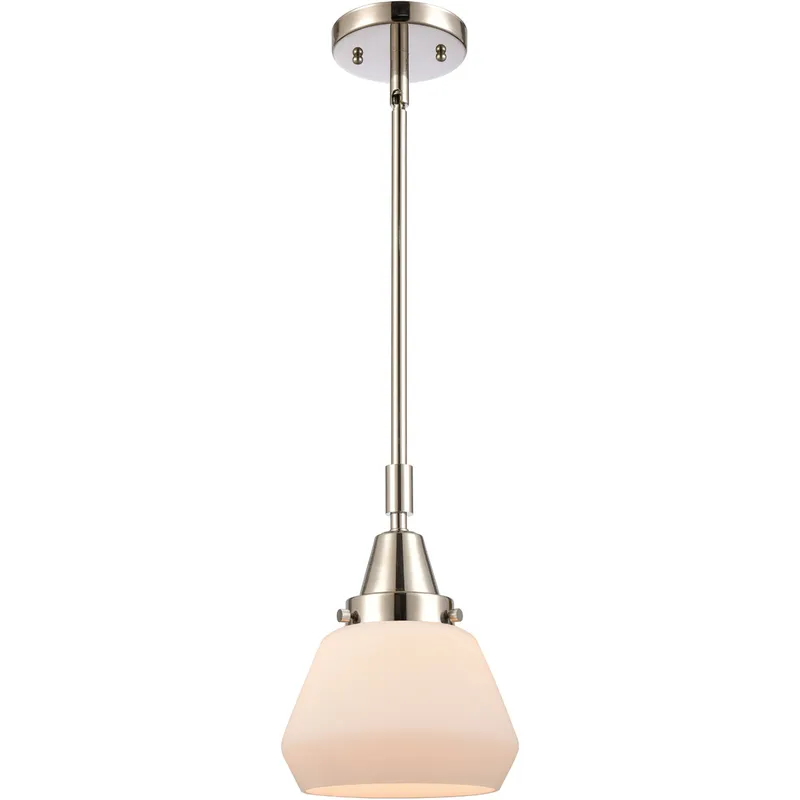 Franklin Restoration Fulton LED 7 inch Polished Nickel Mini Pendant Ceiling Light in Matte White Glass
