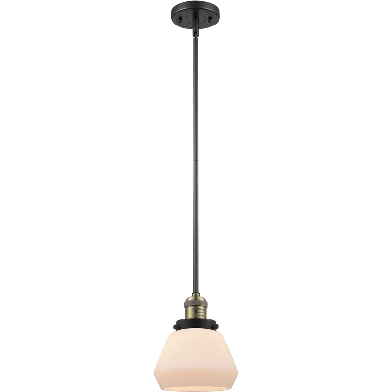 Franklin Restoration Fulton 1 Light 7 inch Black Antique Brass Mini Pendant Ceiling Light in Incandescent, Matte White, Franklin Restoration