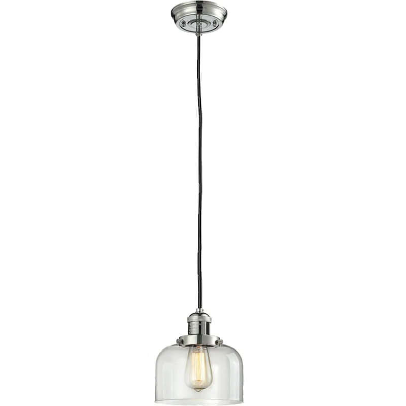 Franklin Restoration Bell 1 Light 8 inch Polished Nickel Mini Pendant Ceiling Light in Incandescent, Clear, Franklin Restoration