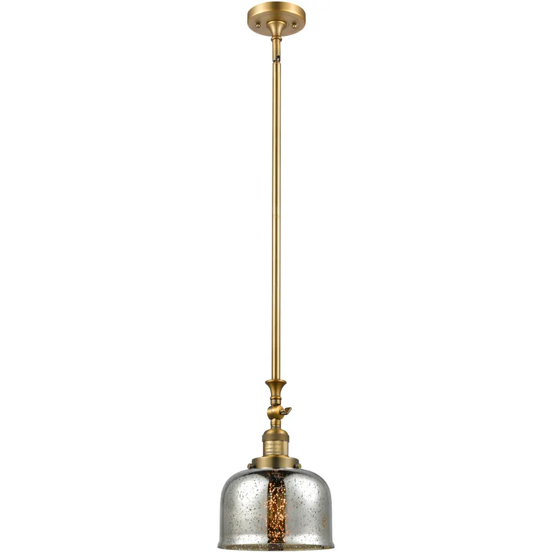 Franklin Restoration Bell LED 8 inch Brushed Brass Mini Pendant Ceiling Light in Silver Plated Mercury, Franklin Restoration