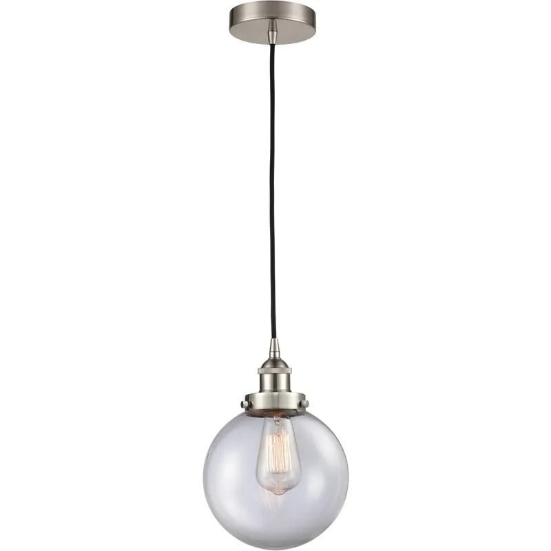 Edison Beacon LED 8 inch Brushed Satin Nickel Mini Pendant Ceiling Light