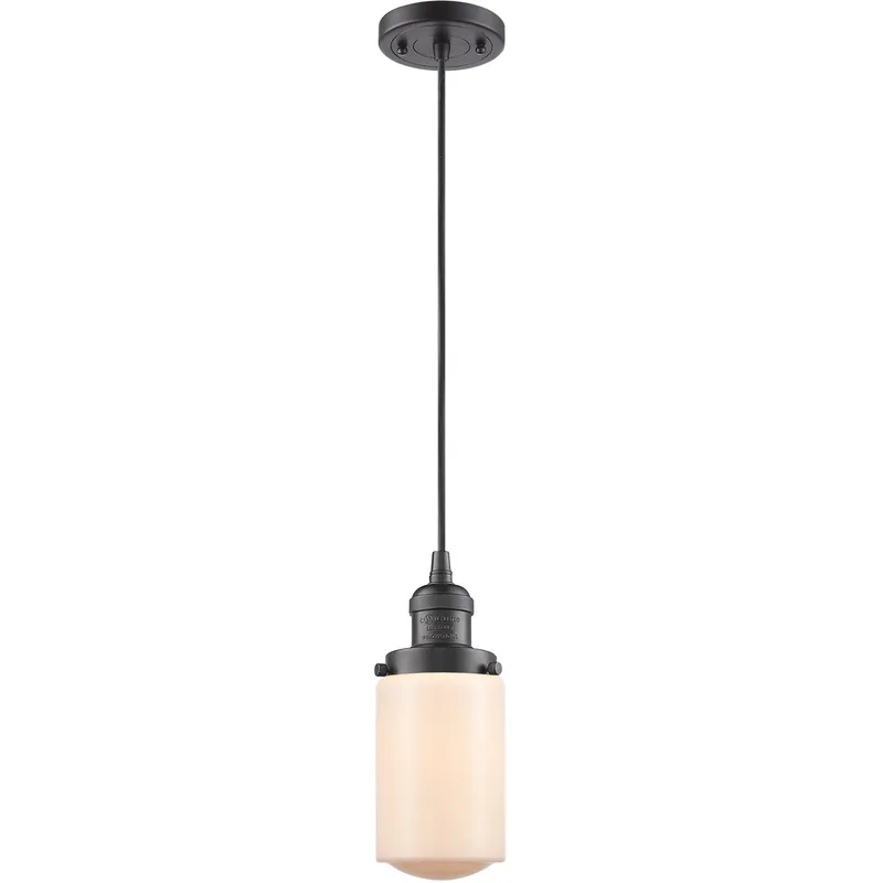 Franklin Restoration Dover LED 5 inch Oil Rubbed Bronze Mini Pendant Ceiling Light in Matte White Glass, Franklin Restoration