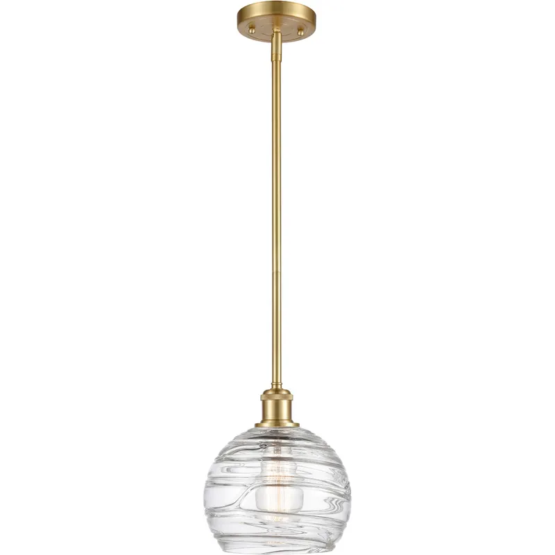 Ballston Deco Swirl 1 Light 8 inch Satin Gold Pendant Ceiling Light, Ballston