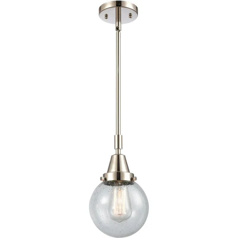 Beacon 1 Light 6 inch Polished Nickel Mini Pendant Ceiling Light in Seedy Glass