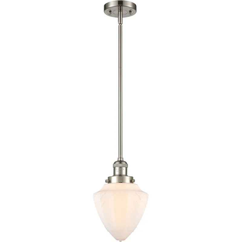 Franklin Restoration Bullet 1 Light 7 inch Brushed Satin Nickel Mini Pendant Ceiling Light in Incandescent, Matte White