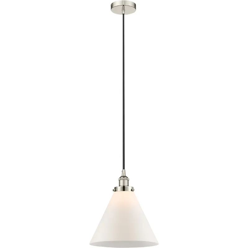 Edison Cone 1 Light 12 inch Polished Nickel Mini Pendant Ceiling Light
