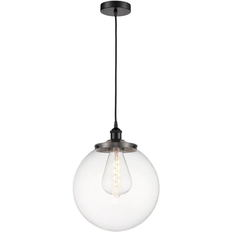 Beacon 1 Light 13.75 inch Matte Black Mini Pendant Ceiling Light in Clear Glass