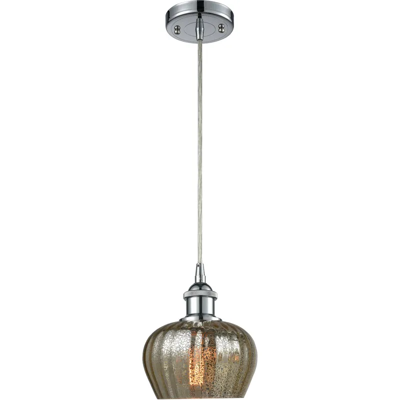 Ballston Fenton 1 Light 7 inch Polished Chrome Mini Pendant Ceiling Light in Mercury Glass, Ballston