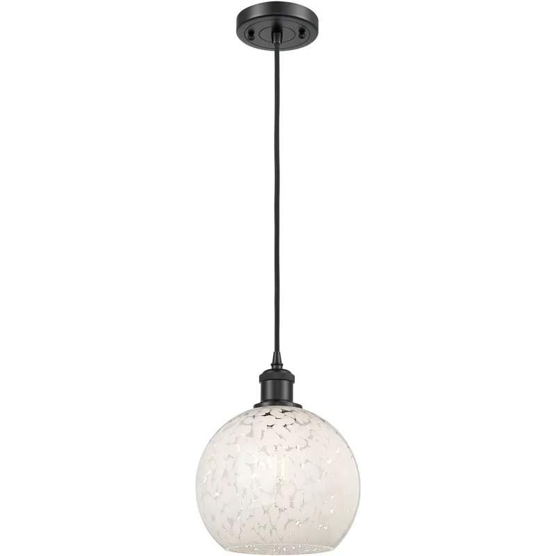Ballston White Mouchette 1 Light 8 inch Matte Black Cord Hung Mini Pendant Ceiling Light